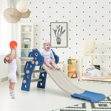Load image into Gallery viewer, 3 in 1 Kids Slide Baby Play Climber Slide Set with Basketball Hoop -Blue