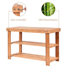Load image into Gallery viewer, 2-Tier Bamboo Shoe Bench Entryway Storage Racks