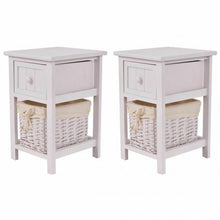 Load image into Gallery viewer, Set of 2 Mini Night Stand 2 Layer 1 Drawer End Table Organizer Wood