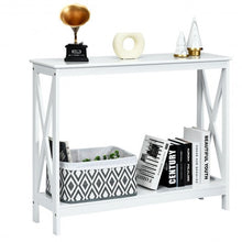 Load image into Gallery viewer, 2-Tier Console X-Design Sofa Side Accent Table-White
