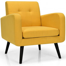 Load image into Gallery viewer, Modern Upholstered Comfy Accent Chair Single Sofa with Rubber Wood Legs-Yellow