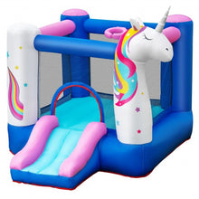Load image into Gallery viewer, Inflatable Slide Bouncer with Basketball Hoop for Kids Without Blower