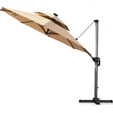 Load image into Gallery viewer, 12ft 360? Rotation Aluminum Solar LED Patio Cantilever Umbrella-Beige