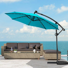 Load image into Gallery viewer, 10FT 360 Rotation Solar Powered LED Patio Offset Umbrella-Turquoise