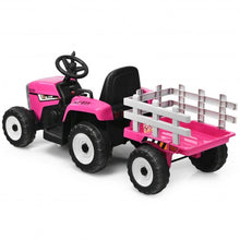 Load image into Gallery viewer, 12V Kids Ride On Tractor with Trailer Ground Loader-Pink