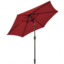 Load image into Gallery viewer, 9 ft Outdoor Market Patio Table Umbrella Push Button Tilt Crank Lift-Burgundy