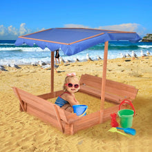 Load image into Gallery viewer, Children Outdoor Retractable Sandbox with Canopy Bench Seat