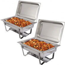 Load image into Gallery viewer, 2 Packs Chafing 9 Quart Stainlessl Rectangular Chafer Buffet