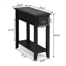 Load image into Gallery viewer, 2 Tier End Bedside Sofa Side Table Narrow Nightstand-Black