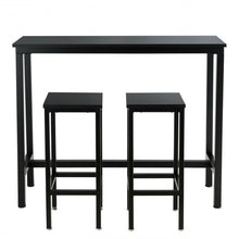 Load image into Gallery viewer, 3 Pieces Bar Table Counter Breakfast Bar Dining Table with Stools-Black