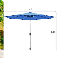 Load image into Gallery viewer, 10' Solar LED Lighted Patio Market Umbrella Shade Tilt Adjustment Crank-Blue