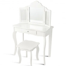 Load image into Gallery viewer, Kids Makeup Dressing Mirror Vanity Table Stool Set