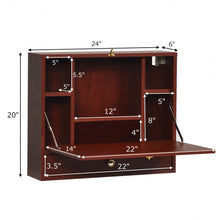 Load image into Gallery viewer, Wall Mounted Folding Laptop Desk Hideaway Storage with Drawer-Brown