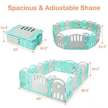 Load image into Gallery viewer, 16-Panel Baby Playpen with Music Box & Basketball Hoop-Gray
