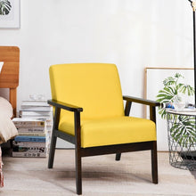 Load image into Gallery viewer, Solid Rubber Wood Fabric Accent Armchair-Yellow