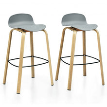 Load image into Gallery viewer, Set of 2 Modern Barstools Pub Chairs with Low Back and Metal Legs-Gray