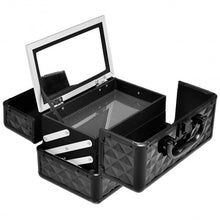 Load image into Gallery viewer, Beauty Cosmetic Makeup Case with Mirror & Extendable Trays-Black