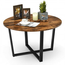 Load image into Gallery viewer, Round Industrial Style Cocktail Side Coffee Table With Metal Frame-Brown