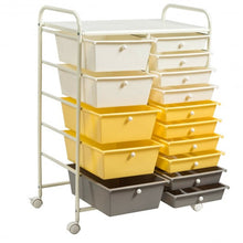 Load image into Gallery viewer, 15-Drawer Storage Rolling Organizer Cart-Yellow