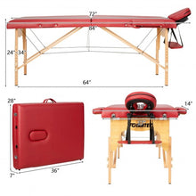Load image into Gallery viewer, Portable Adjustable Facial Spa Bed with Carry Case-Red