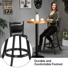 Load image into Gallery viewer, 2 Pieces 24 Inches Swivel Counter Stool Dining Chair Upholstered Seat-Black