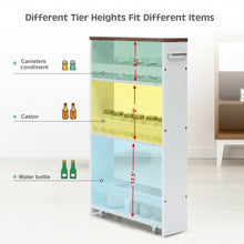 Load image into Gallery viewer, 4 Tier Rolling Slim Storage Kitchen Organizer Cart with Handle-White