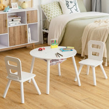 Load image into Gallery viewer, Wood Activity Kids Table and Chair Set with Center Mesh Storage for Snack Time and Homework-White