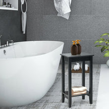 Load image into Gallery viewer, 2-Tier Nightstand End Side Wooden Legs Table for Bedroom-Black