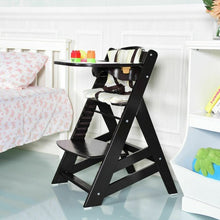 Load image into Gallery viewer, Adjustable Height Wooden Baby High Chair with Removeable Tray