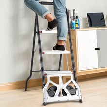 Load image into Gallery viewer, 2-in-1 Convertible 3-Step Ladder Hand Truck with Two Wheels