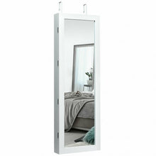 Load image into Gallery viewer, Lockable Wall Mount Mirrored Jewelry Cabinet with LED Lights-White