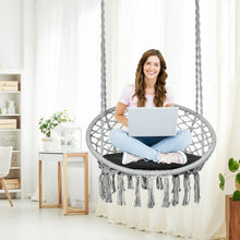Load image into Gallery viewer, Macrame Cushioned Hanging Swing Hammock Chair-Gray
