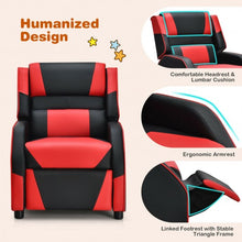 Load image into Gallery viewer, Kids Youth PU Leather Gaming Sofa Recliner with Headrest and Footrest-Red