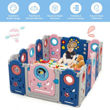 Load image into Gallery viewer, 16-Panel Foldable Baby Safety Play Center with Lockable Gate
