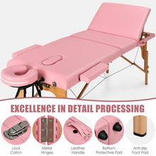 Load image into Gallery viewer, 3 Fold 84" L Portable Adjustable Massage Table with Carry Case-Pink