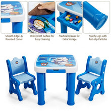 Load image into Gallery viewer, Adjustable Kids Activity Play Table and 2 Chairs Set withStorage Drawer-Blue