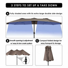 Load image into Gallery viewer, 15' Twin Patio Umbrella Double-Sided Outdoor Market Umbrella without Base -Tan