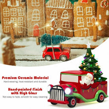 Load image into Gallery viewer, Pre-Lit Vintage Tabletop Ceramic Tree and Truck Battery
