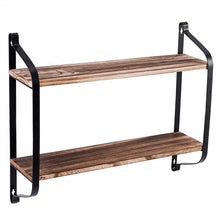 Load image into Gallery viewer, 2-Tier Rustic Wall Mounted Floating Shelf Multi-purpose Storage