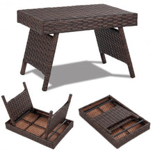 Load image into Gallery viewer, Folding PE Rattan Side Coffee Table Patio Garden Furniture
