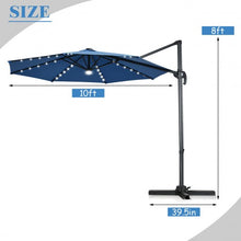 Load image into Gallery viewer, 10 Ft Patio Offset Cantilever Umbrella with Solar Lights-Blue