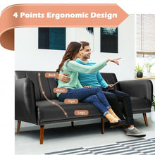 Load image into Gallery viewer, Convertible Futon Sofa Bed PU Adjustable Couch Sleeper with Wood Legs-Black