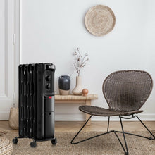 Load image into Gallery viewer, 1500W Oil Filled Portable Radiator Space Heater with Adjustable Thermostat-Black