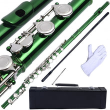 Load image into Gallery viewer, 16 Hole C Flute for Student Beginner School Band 8 Colors w/ Case New-Green