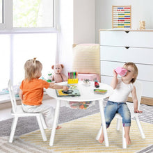 Load image into Gallery viewer, Wood Activity Kids Table and Chair Set with Center Mesh Storage for Snack Time and Homework-White