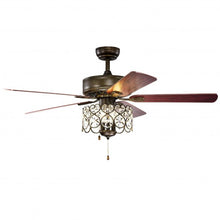 Load image into Gallery viewer, 52" Ceiling Fan with Light Retro Crystal Chandelier Ceiling Fan 5 Reversible Fan