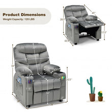 Load image into Gallery viewer, Adjustable Lounge Chair with Footrest and Side Pockets for Children-Gray