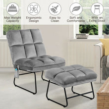 Load image into Gallery viewer, Massage Chair Velvet Accent Sofa Chair with Ottoman and Remote Control - Gray