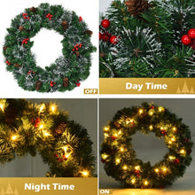 Load image into Gallery viewer, 24" Pre-lit Christmas Spruce Wreath with 8 Flash Modes