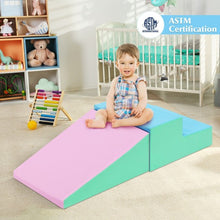 Load image into Gallery viewer, 2 Pcs Soft Foam Indoor Toddler Climb Slide Activity Play Set -Pink